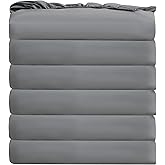 Bulk Twin Fitted Sheet Only Deep Pocket 6 Pack, Quick Sort Bottom Bed Sheets Color-Coded Label Threads, Soft Brushed Microfiber Hotel Motel Airb&bs Essentials for Hosts(Gray, 39"x75")