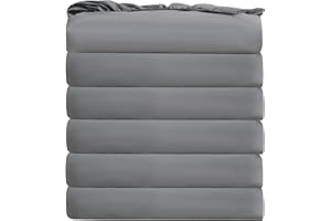 CULVE Bulk Twin Fitted Sheet Only Deep Pocket 6 Pack, Quick Sort Bottom Bed Sheets Color-Coded Label Threads, Soft Brushed Microfiber Hotel Motel Airb&bs Essentials for Hosts(Gray, 39"x75")