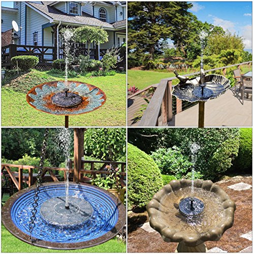 Solar Bird Bath Fountain Pump, TOMONOLO Upgrade 1.4W Solar Powered Fountain Free Standing Solar Panel Kit Watering Pumps Outdoor Submersible Pump for Pond, Pool, Garden, Aquarium