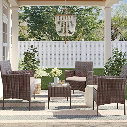 Homall-4-Pieces-Outdoor-Patio-Furniture-Sets-Rattan-Chair-Wicker-Set-Outdoor-Indoor-Use-Backyard-Porch-Garden-Poolside-Balcony-Furniture-Sets-Brown-and-Beige