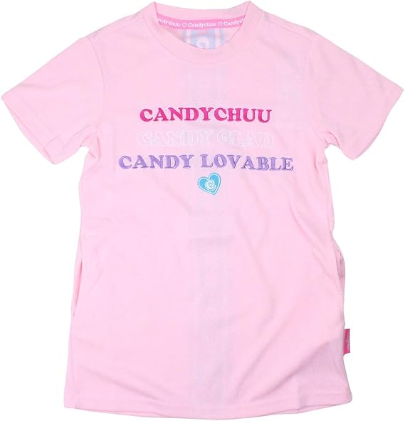 Amazon Candychuu キャンディチュウ 後ろロゴライン半袖チュニック M 145 155cm ピンク ワンピース チュニック 通販