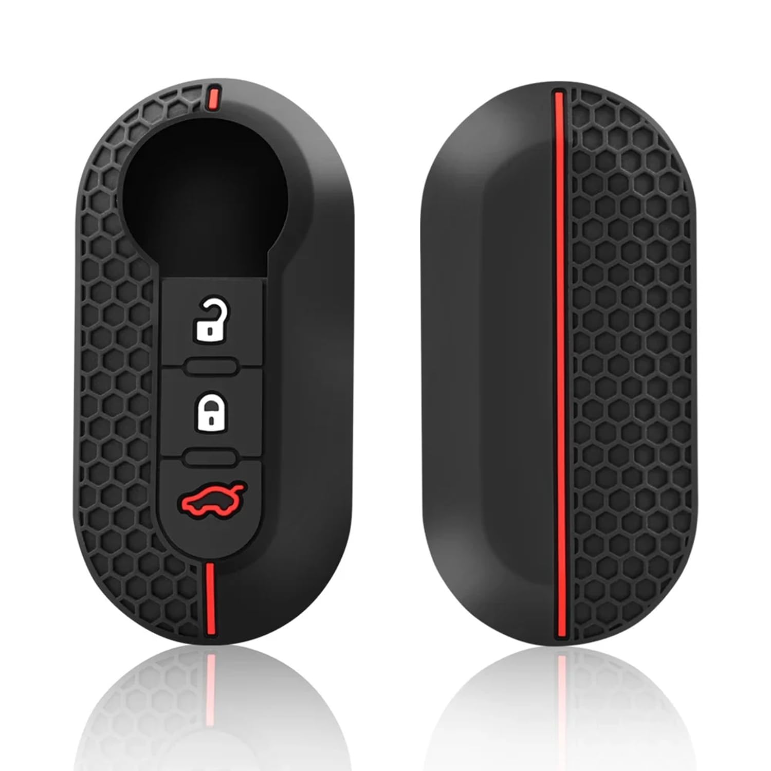 Juttzzei Fiat Key Cover for 500 Brava Bravo Ducato Doblo Delta Fiorino Grande Punto Panda Palio Scudo Sedici Lancia Musa - TPU 3 Buttons Fob (Red)