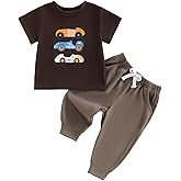 Fufuriprefer Toddler Baby Boy Clothes Cars Print Short Sleeve T-Shirt Top & Jogger Pant Set Spring Summer Outfit