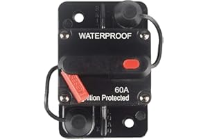 OUHL 60 Amp Circuit Breaker 12V- 48V DC Manual Reset Fuse for Trolling Motor Rv Marine Boat Vehicles System Protection Waterproof (60A)
