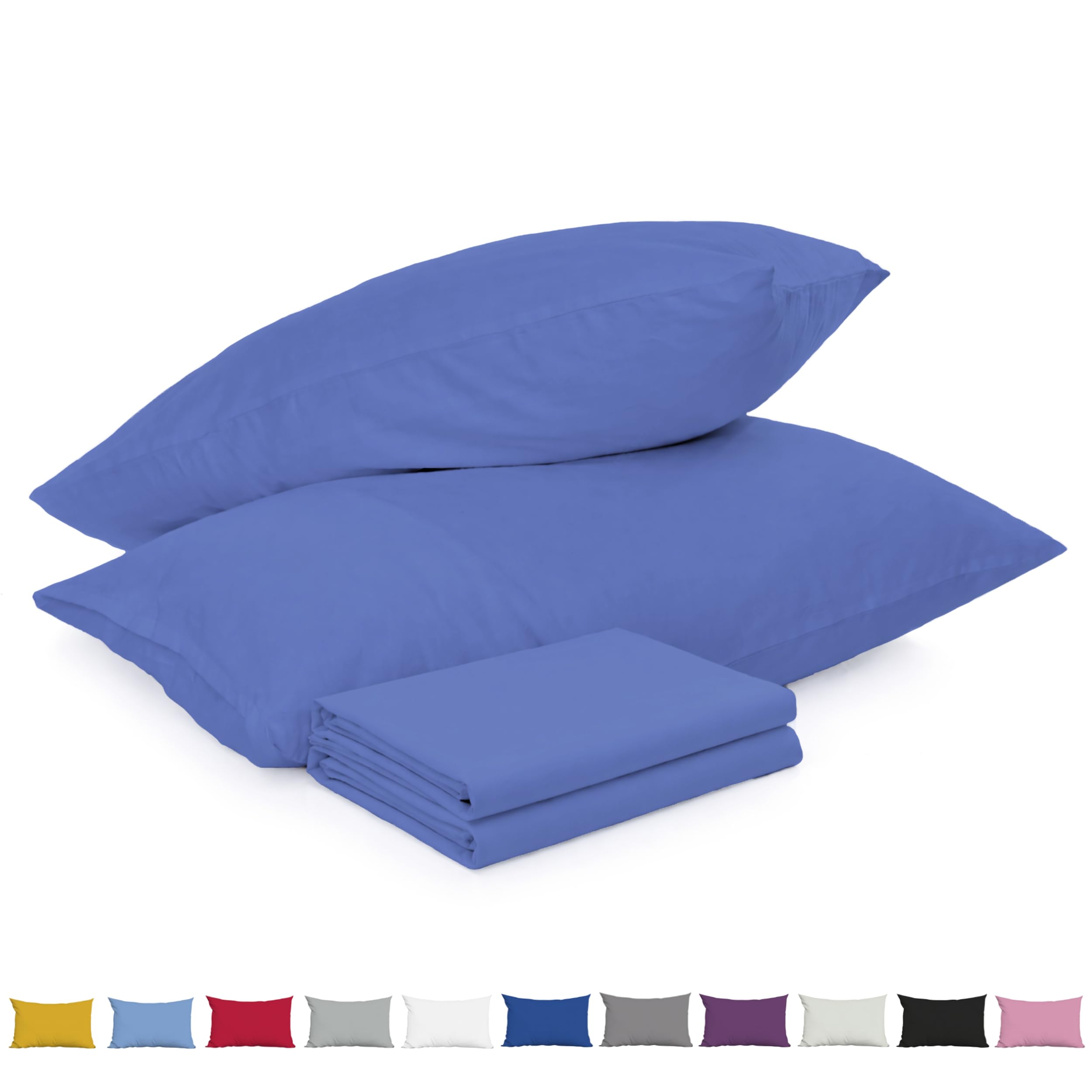 DN Collection Pillow Cases 2 Pack | 100% Brushed Microfiber Soft and Cozy Pillow Covers | OEKO-TEX Certified Pillowcase with Envelope Closure - Fade, Wrinkle & Stain Resistant (Navy Blue - 50x75cm)