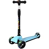 Loowoko Kids Scooter with Folding & Adjustable Height Handbar, Sturdy Metal Frame & Light up 3 Wheel Scooter, Toddler Self Ba