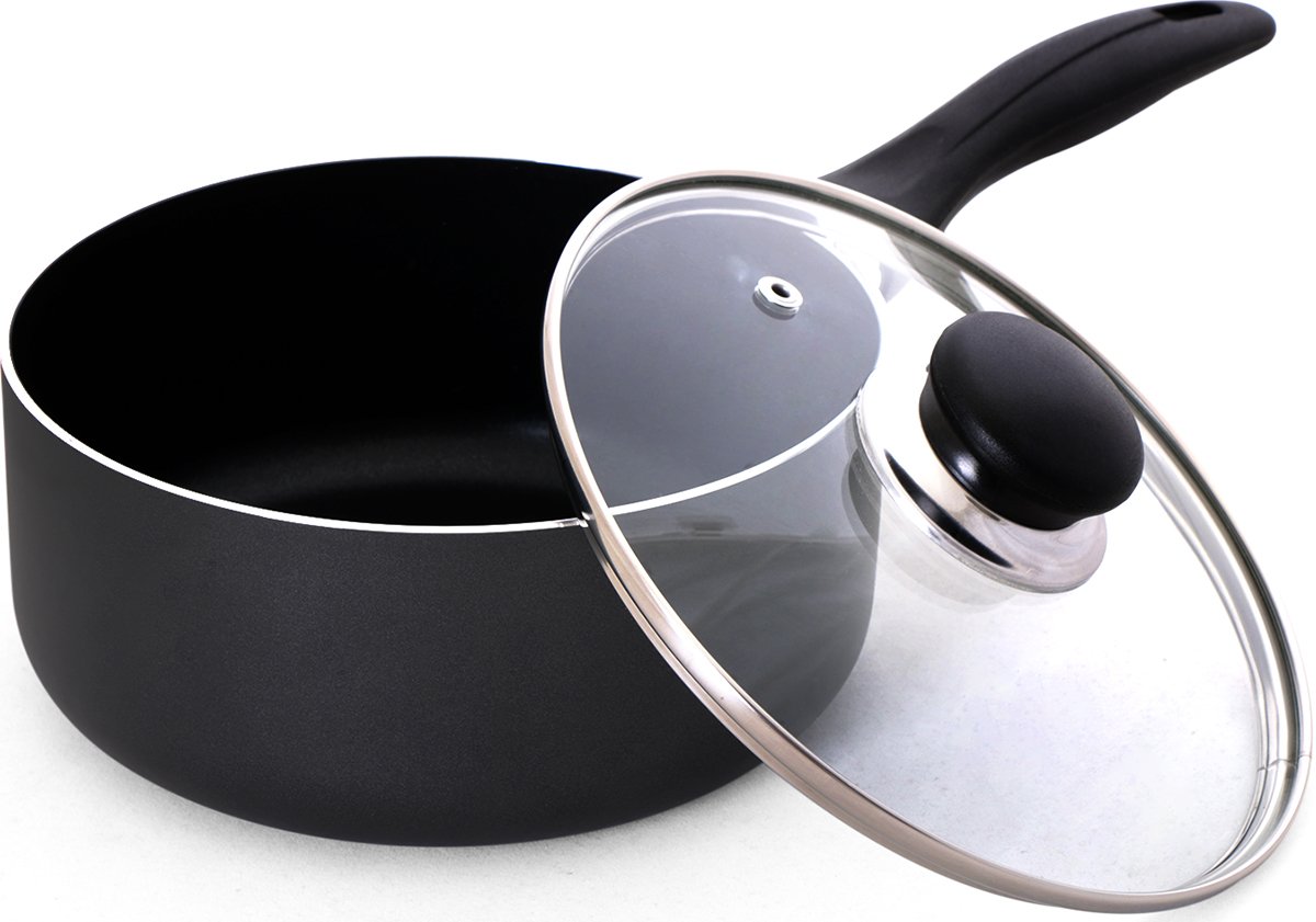 Utopia Kitchen 2 Quart Nonstick Saucepan with Glass Lid - Induction Bottom - Multipurpose Use 