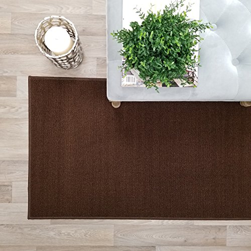 Custom Size Brown Solid Plain Rubber Backed Non-Slip Hallway Stair Runner Rug Carpet 22 inch Wide Choose Your Length 22in X 8ft