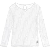 Noomelfish Girls Lace Long Sleeve Layering Tops Sheer Mesh Tee Shirts Blouse (5-12 Years)