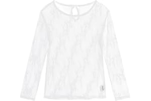 Noomelfish Girls Lace Long Sleeve Layering Tops Sheer Mesh Tee Shirts Blouse (5-12 Years)