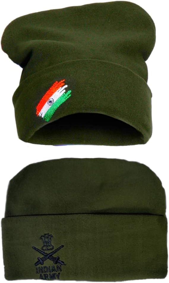 KT Unisex Indian Army Military Woolen Cap & Flag Print (Tirangaa