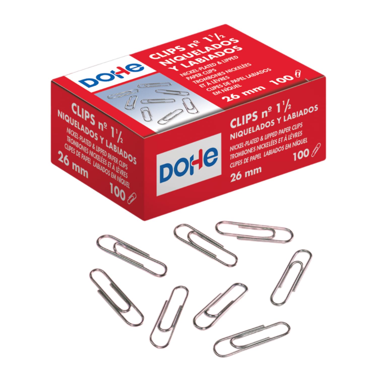 MTL - Pack of 100 Nickel-Plated Paper Clips 26 mm