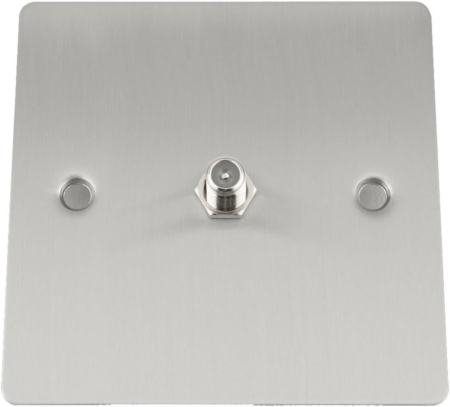 Sky Satellite Socket Single 1 Gang - Satin Matt Chrome - Flat
