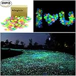 kingleder 200PCS Multi-color Glow in the Dark Garden Stone Pebbles Gravel for Walkways Yard Fish Tank Aquarium Decor (200, Mixed-color)