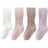 Bafeicao 3/4/5 Pack Toddler Baby Girls Tights Cable Knit Leggings Stockings Little Girl Cotton Pantyhose