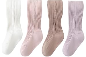 Bafeicao 3/4/5 Pack Toddler Baby Girls Tights Cable Knit Leggings Stockings Little Girl Cotton Pantyhose