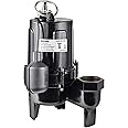 WASSERMANN 3/4 HP Sewage Pump 2 inch Discharge with Auto Float Switch, 115V 7200 GPH Cast Iron Submersible Sewer Pump, Sump Pump for Basement Sump Basin Sewer Well 2" NPT Discharge with 10 FT Cable