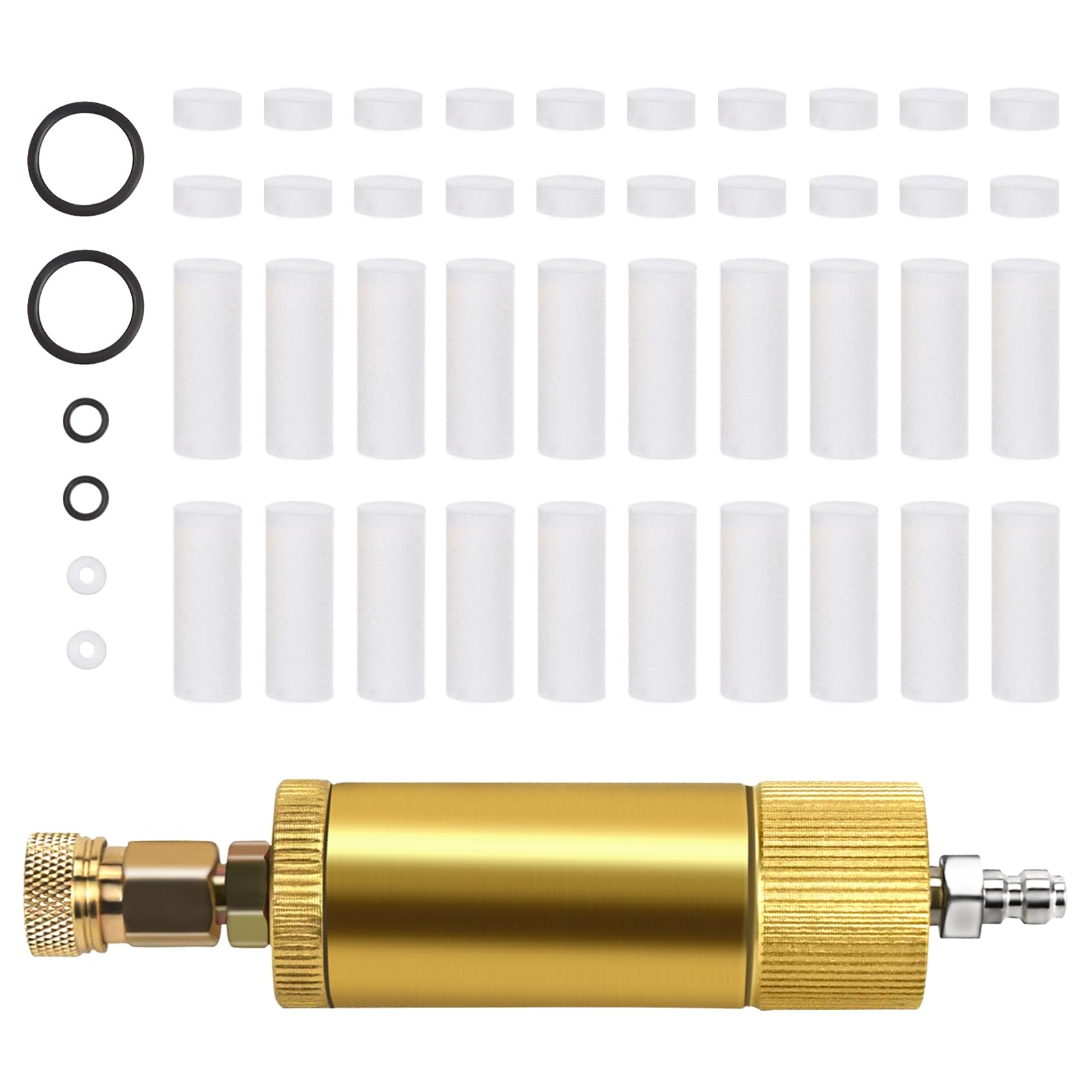 VerRich PCP Hand Pump Air Filter Water-Oil Separator with Female and Male Quick Connect for High Pressure Air Compressor Pump 30Mpa Golden