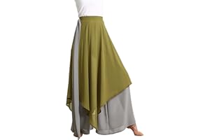 Angcoco Women's Loose Fit Double Layered Color Clash Chiffon Pants for Dance Training