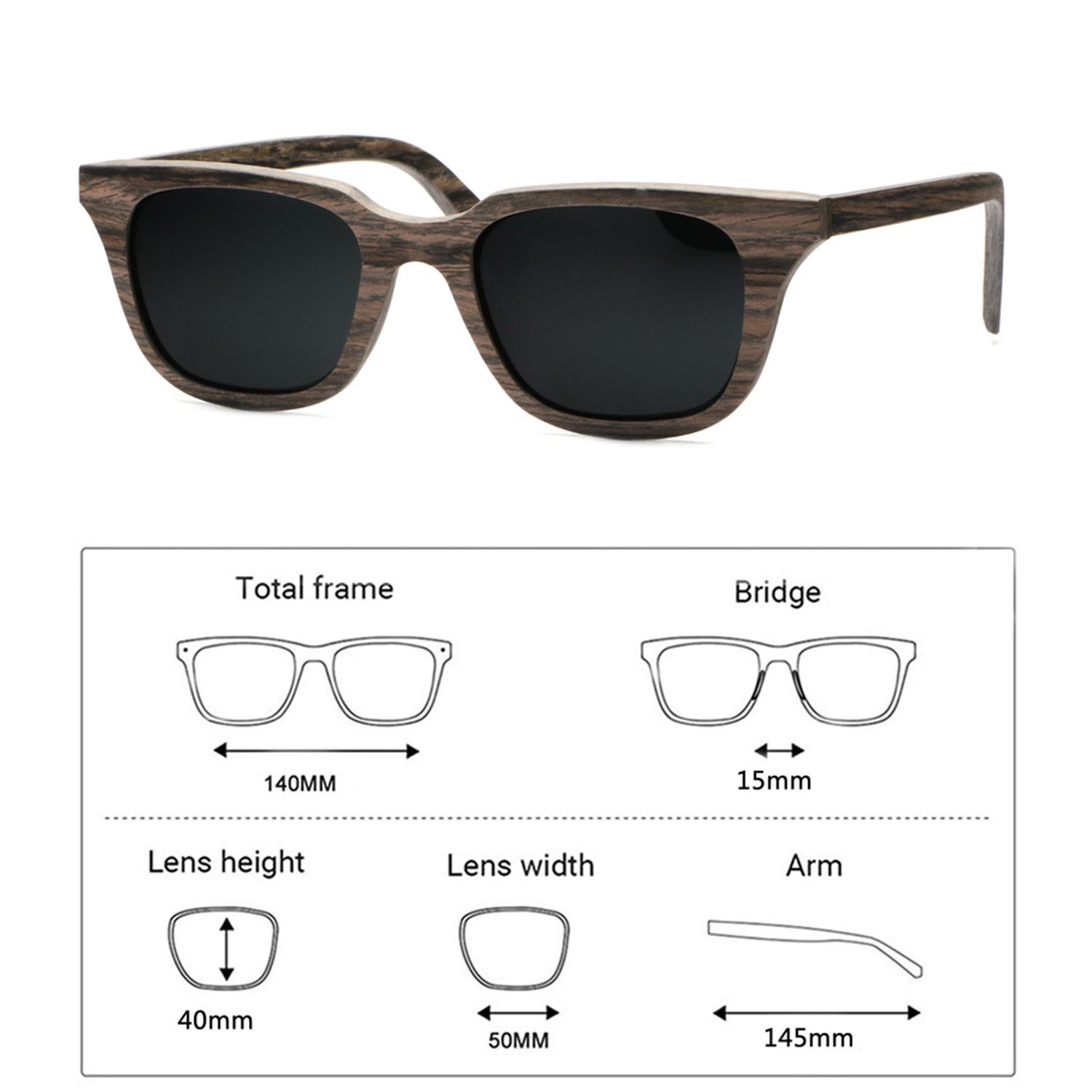 Ablibi Men\'s Unique Swiss Walnut Wood Sunglasses Womens Polarized Shades in Wood Case