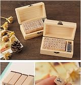 Ziranee Wooden Rubber Stamps Kit 36 Letters w/ Storage Box for Crafts view 3