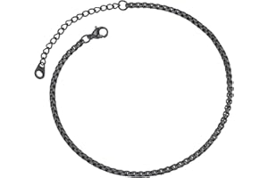 ChainsProMax Black Cuban/Figaro/Twist Rope Chain Ankle Bracelet, Stainless Steel-Send Gift Box
