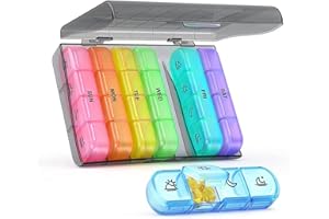 Weekly Pill Organizer 4 Times a Day,7 Day Medicine Organizer, Large Travel Pill Case with 28 Compartment to Store Vitamins, M