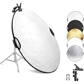 NEEWER 43"/110cm Light Reflector with Clamp &amp; Hand Grips, 5 in 1, RF-110II | Multi Disc, Photography Reflector, Translucent, Silver, Gold, White, Black, 3/8" Thread, for Studio Outdoor Lighting