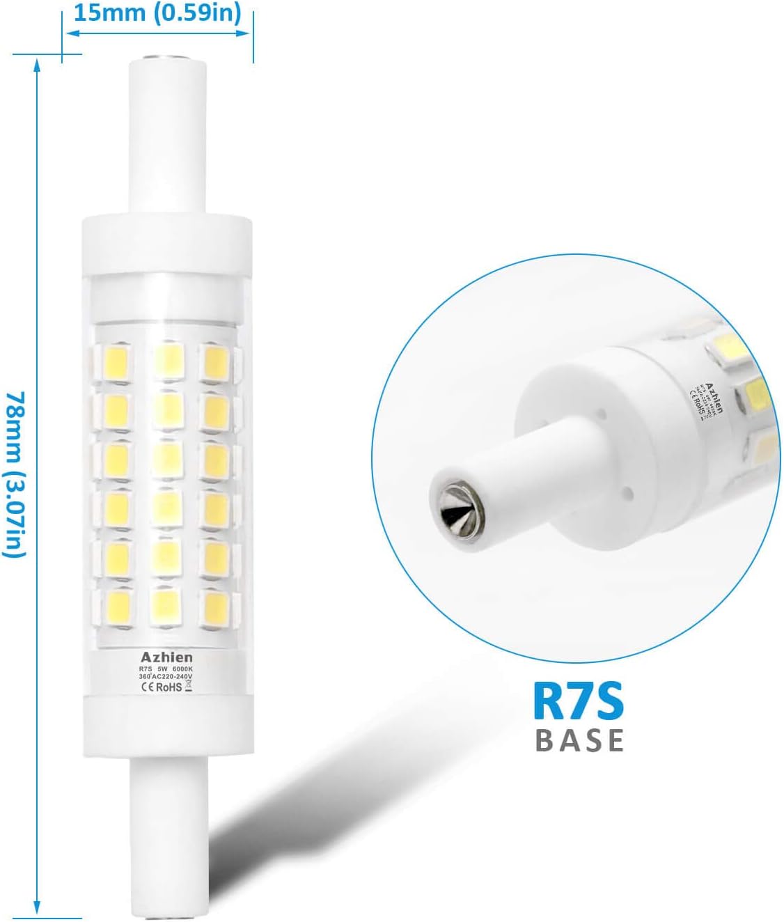 J Type J78 Ampoule de Spot Projecteur 500LM Azhien Ampoule R7S LED 78