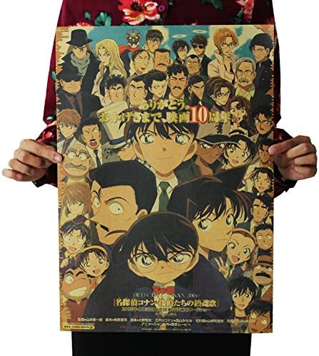 Anime Detective Conan Kraft Paper Retro Poster Nursery Wall Decor