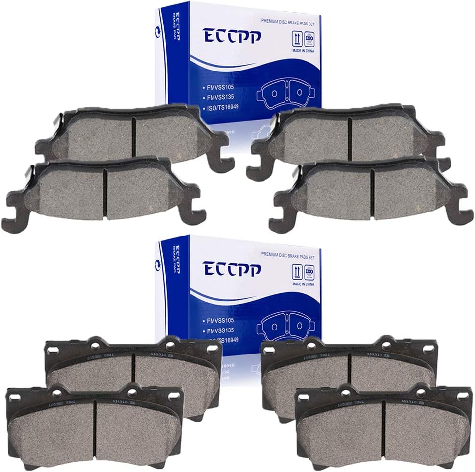INEEDUP Ceramic Brakes Pads Front Rear fit for 2006-2010 Hummer H3, 2009-2010 Hummer H3T