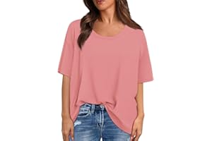 MESSIGAOT Oversized Tshirts for Women Womens Oversized T Shirts Crewneck Short Sleeve Tops Summer Casual 2024 Y2K Basic Tee C