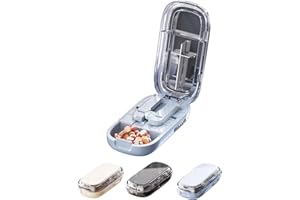 Adjustable Pill Cutter and Splitter for Multiple Pills, 1/4 1/2 Tablet Splitter for Small or Large Pills, Stainless Steel Bla