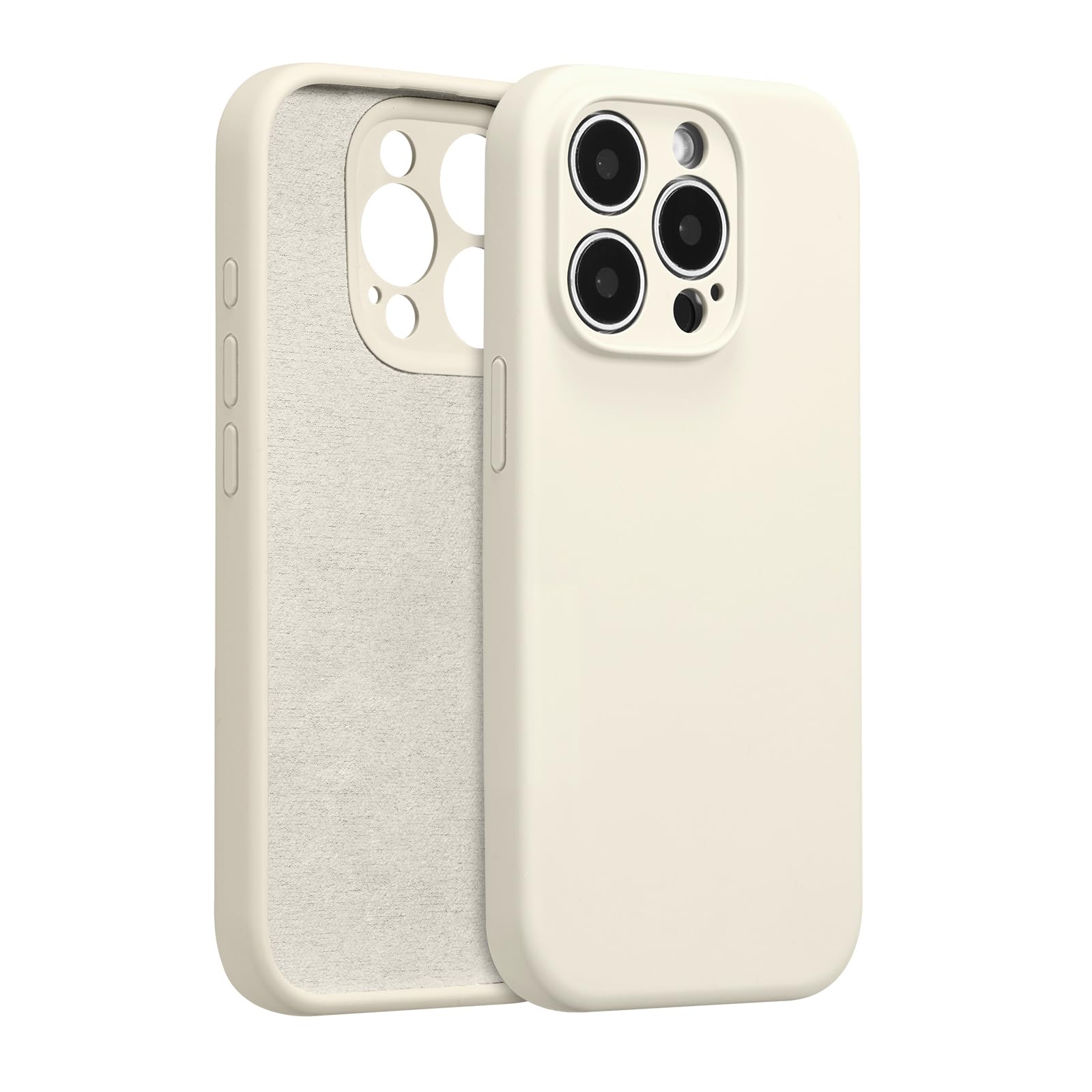 Photo 1 of UCASONG for iPhone 15 Pro Case Silicone,with [Full Camera Protection][Soft Anti-Scratch Microfiber Lining],Liquid Silicone Ultra Slim Shockproof Phone Case for Men Women Girls-Antique White