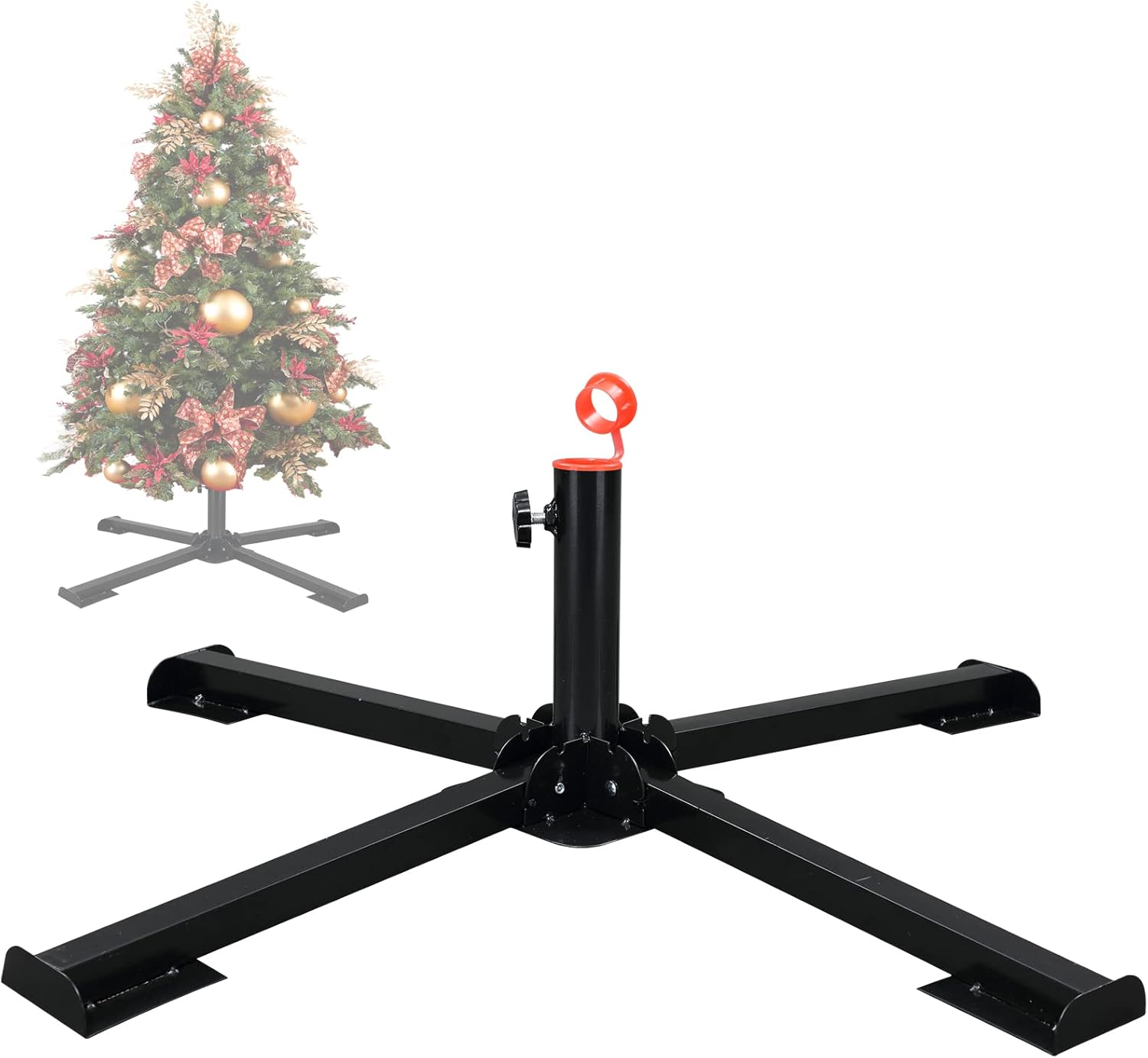 Tree Stands - FLY HAWK Christmas Tree Stand, 1.4” Foldable Artificial Christmas Tree Metal Ornament Holder Universal Model Adjustable ，Umbrella Stand Artificial Christmas Tree for Pine SprucePoplar (Black)