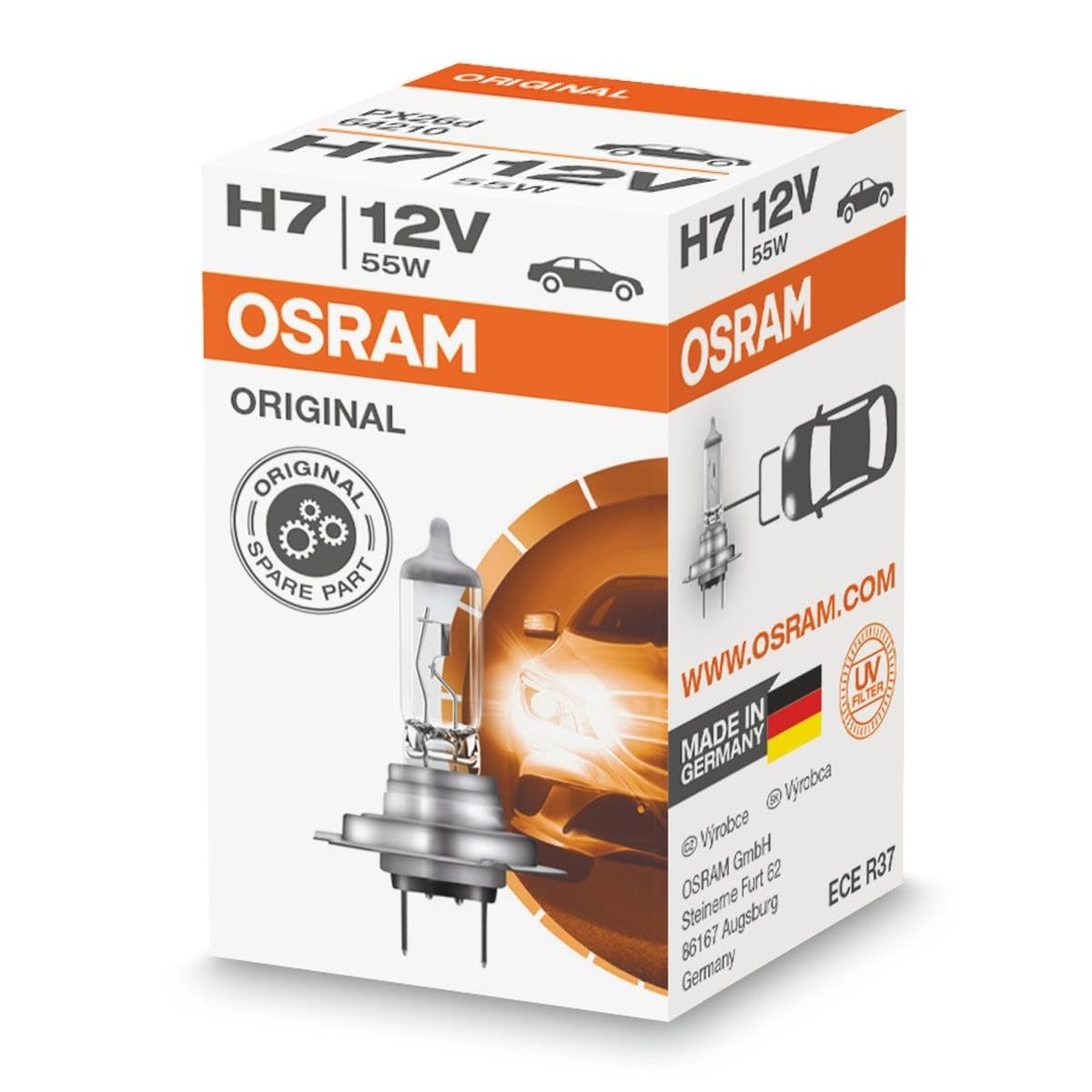 OSRAM 64210L 12V 55W H7 Longlife Px26D Boxed (Single) โ image 1