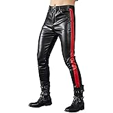 Idopy Men`s Business Slim Fit Five Pockets Faux Leather Pants Jeans