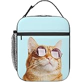 Yilad Sunglasses Cat Reusable Lunch Box Insulated LunchBox Cooler Lunch Bag