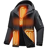 Jsslaik Men's Heated Jacket Waterproof with USB-A 4-Temp Control Lightweight for Skiing Hiking