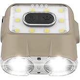 Claymore Capon 120H (Tan) - LED Rechargeable Clip-On Cap Headlamp, Lightweight Hat Light for Camping, Running, Hiking, Emergency & Industrial Use, Waterproof, USB-C, Up to 45 Hours of Battery Life.