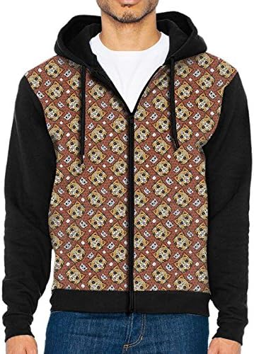 Sugar Cat Skull Men's Adult Casual Pockets Hooded Sweater Zipper Hoodie Long Sleeve Sweatshirt Jacket