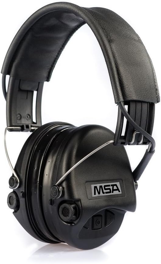 MSA Sordin Supreme Pro SOR75302-02-G - Electronic Earmuff with leather band, black cups and gel seals fitted, Active Eardefenders Headset