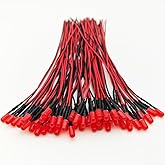 Gebildet 50pcs 3V-4.5V-5V-6V-7.5V-9V-12VDC 5mm Red LED Lights Emitting Diodes, 12VDC Prewired 7.9 Inch V LED Light Diffused Colored Lens Small LED