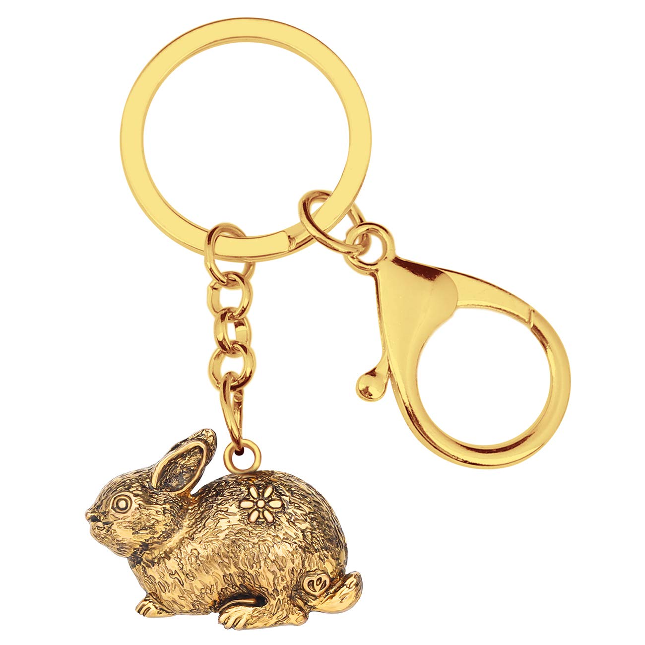 BONSNY Alloy Easter Bunny Keyring Hare Rabbit Keychain For Women Girl Key Bag Phone Charm Gift (Gold)