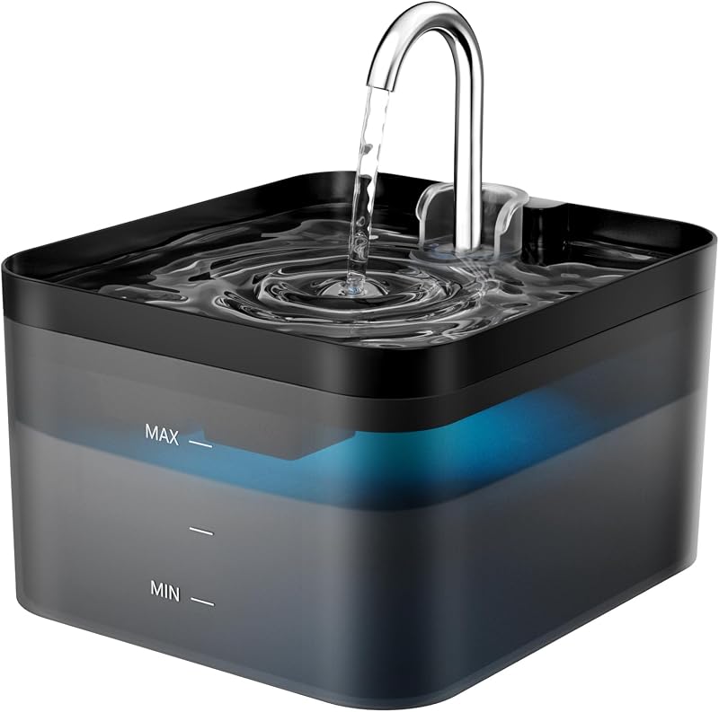 PawPoll Cat Water Fountain 2.2L Ultra Silent Filtered Drinking Fountain Black