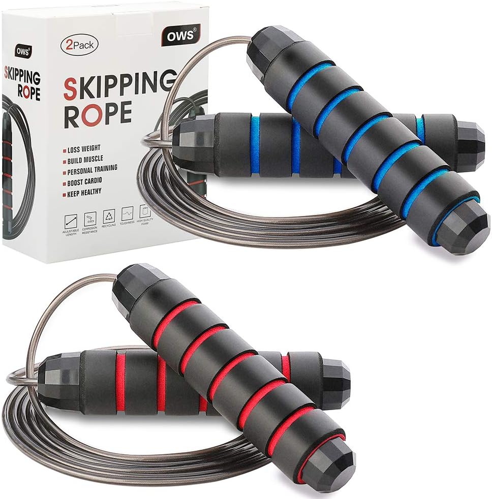 OWS Speed Jump Rope, Adjustable Skipping Rope Cable Tangle-Free for Exercise, Boxing, Fitness Training, Suitable for Adults & Children