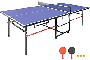 OUTDOORVIBE Professional Outdoor Table Tennis Tables,8ft Indoor/Outdoor Portable Ping Pong Table Game with Net for Adults/Teens,2 Table Tennis Paddles and 3 Balls