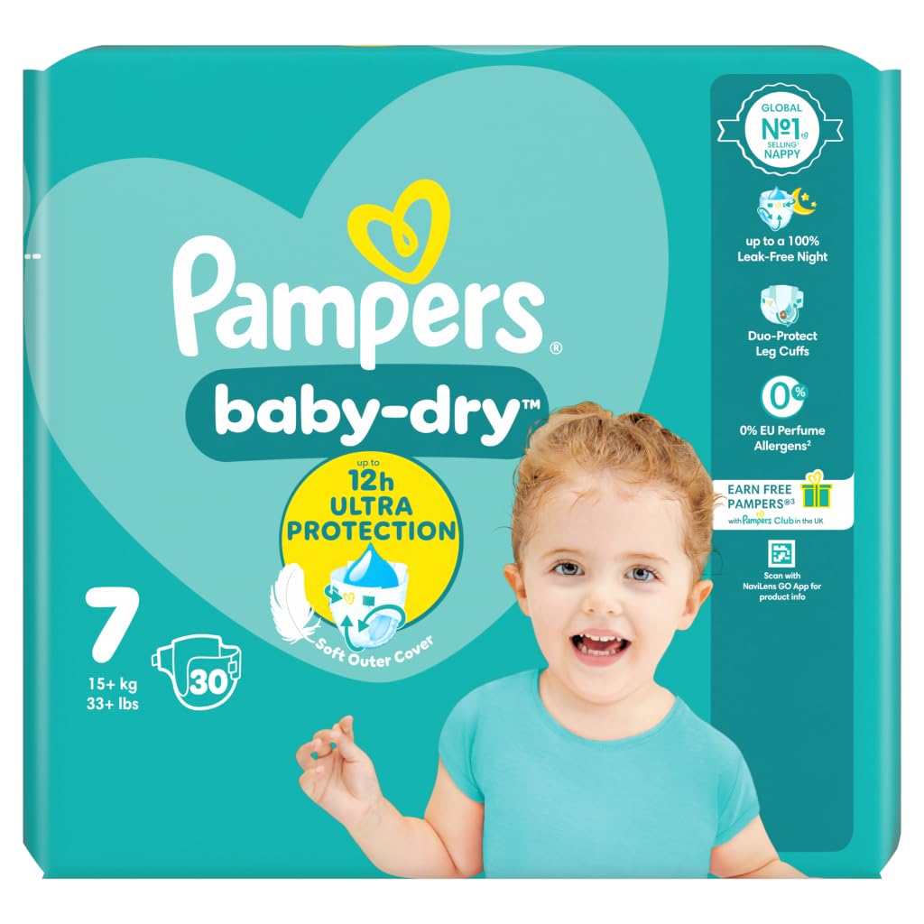 Pampers Baby Dry Nappies, Size 7, 17 Plus kg