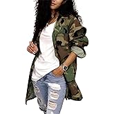 Sexy Camouflage Jacket for Women Army Fatigue Long Cargo Jackets Trench Coat Plus Size
