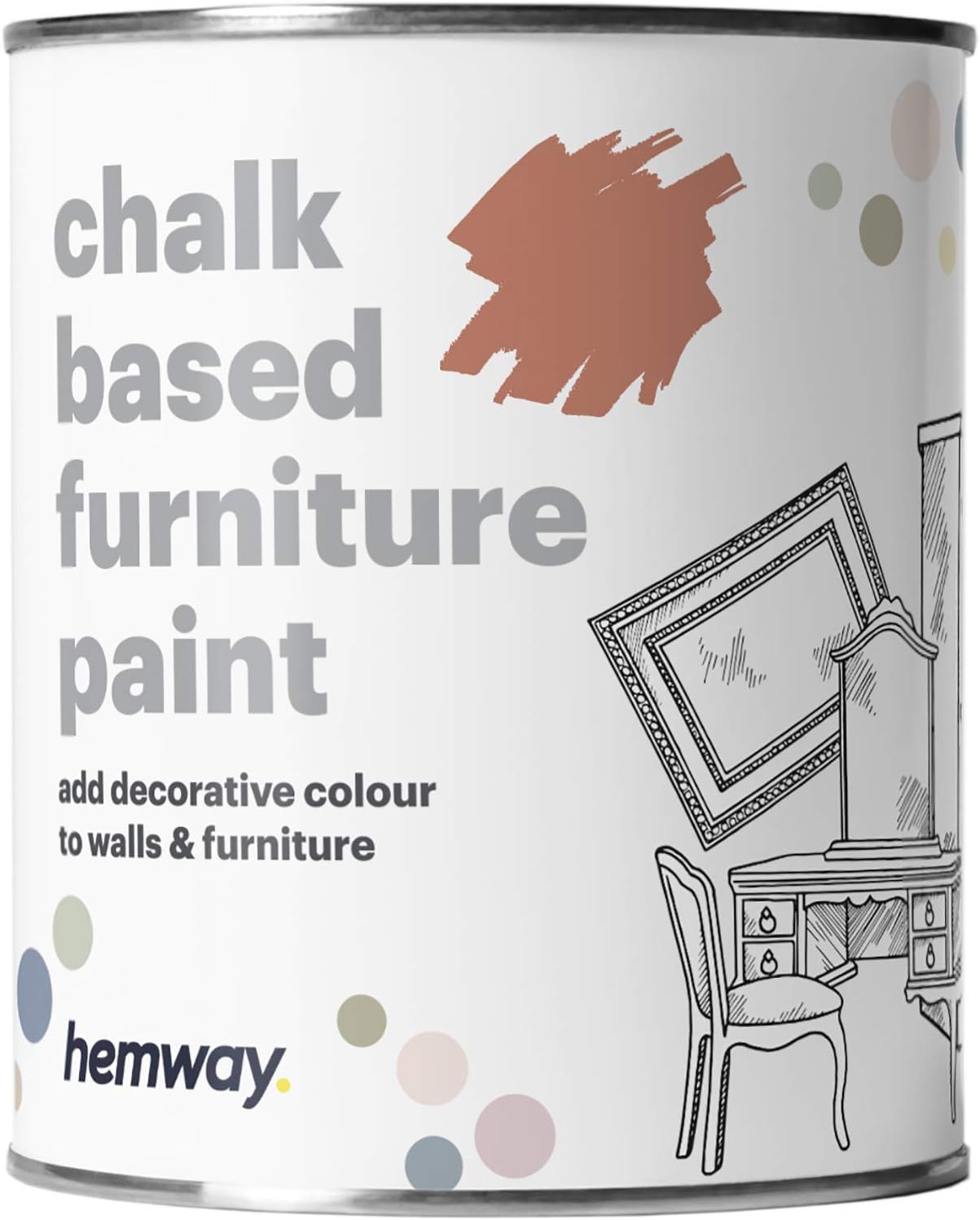 Hemway Chalk Based Furniture Paint, Red Sand 1L, Matt Finish Shabby Chic, Chalk Paint Furniture & Walls, Quick Dry & 1 Coat
